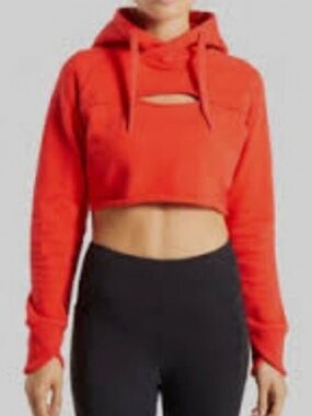 Gymshark Pullover Cropped Hoodie Front Keyhole Design Red